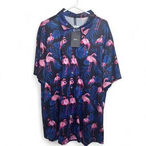 2XL Giruns Flamingo Tropical Button Down Shirt